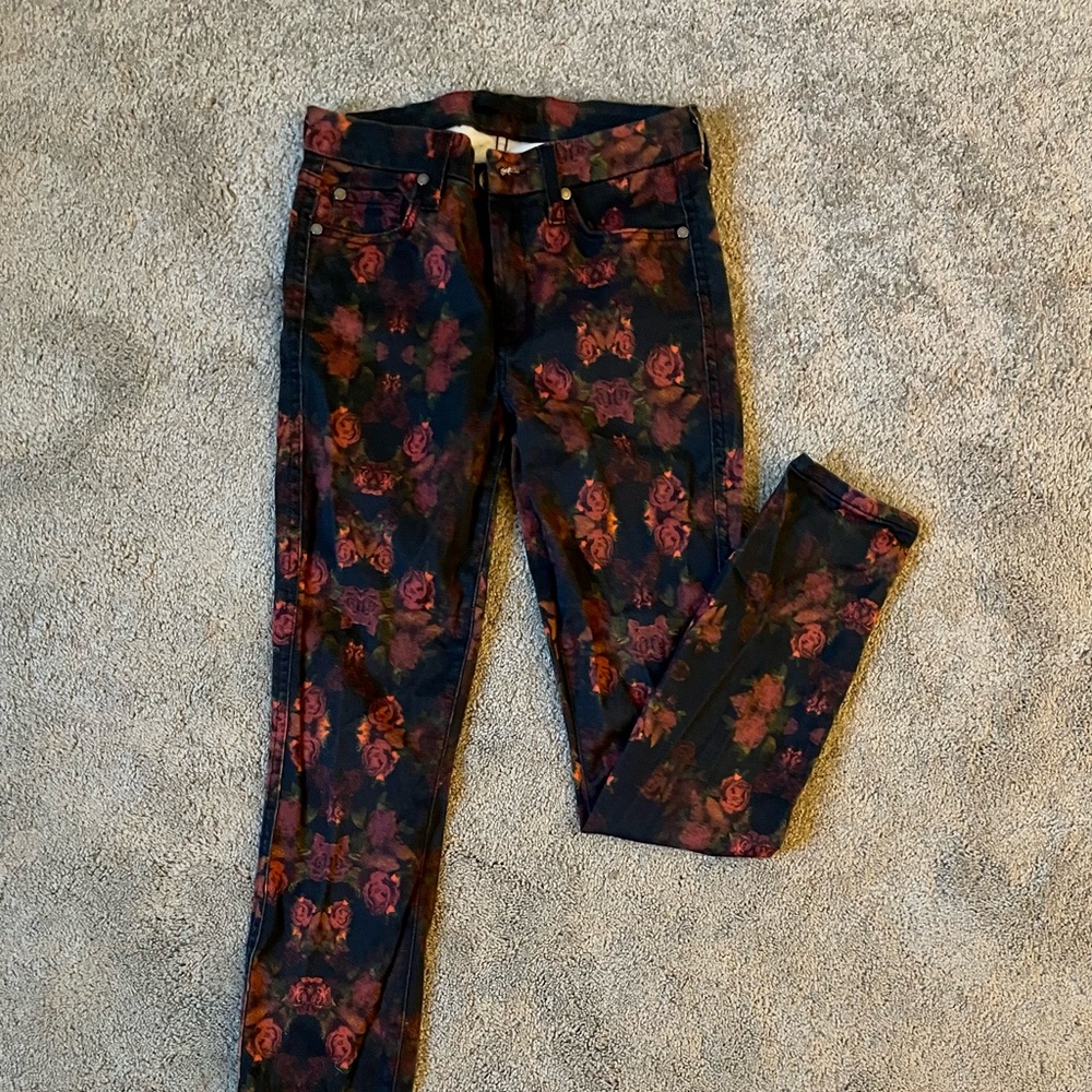 Black red floral pattern pants from 7 for All Mankind, size 26